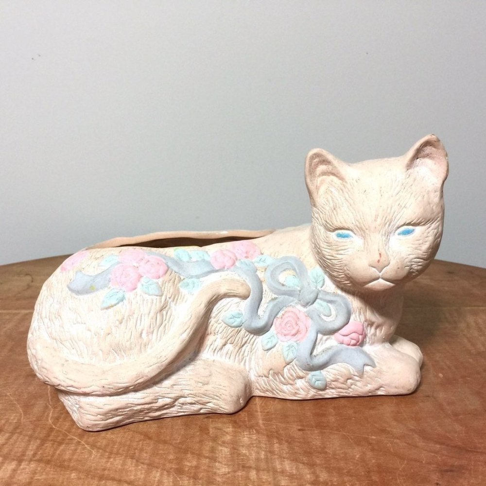 Vintage CBK LTD Clay Cat Planter